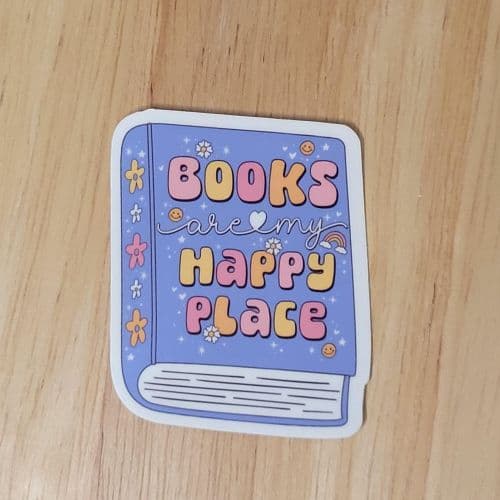 Books Are My Happy Place Vinyl Sticker book cover