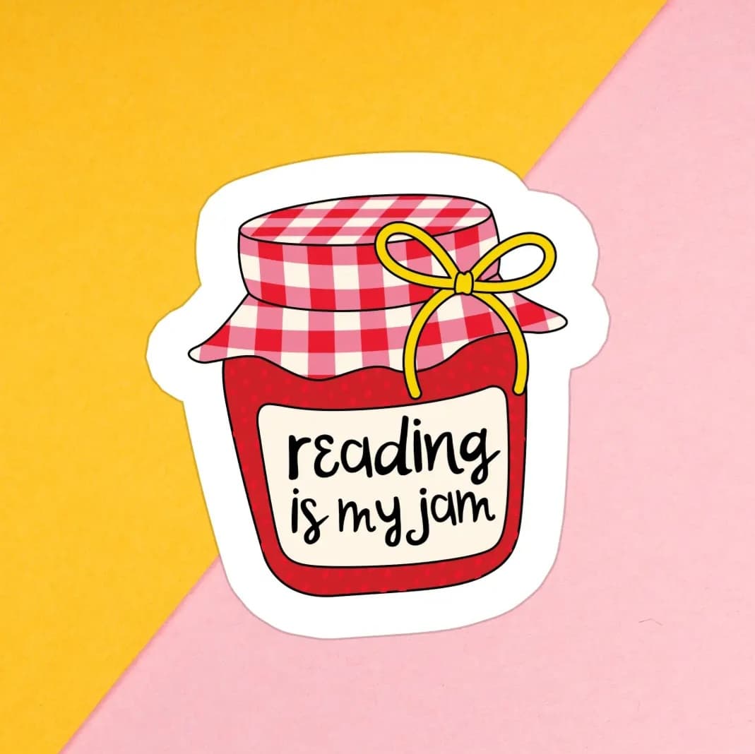 Reading Is My Jam Waterproof Vinyl Sticker book cover