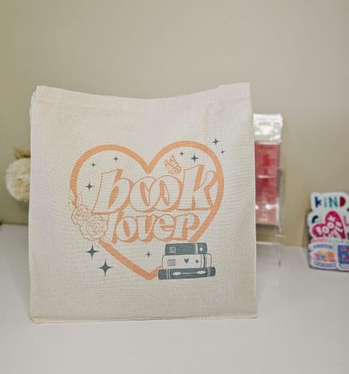 Book Lover Canvas Tote Bag book cover