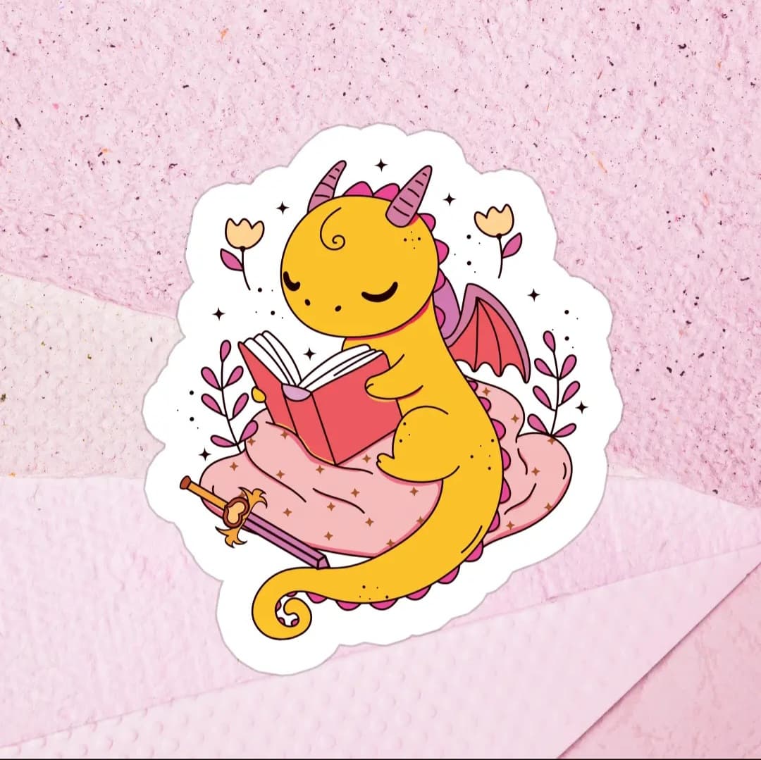 Bookish Dragon Waterproof Vinyl Sticker book cover